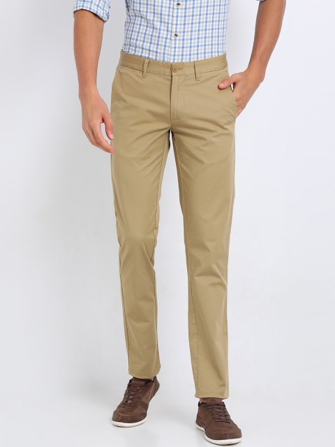 

t-base Men Tan Brown Tapered Fit Solid Chinos