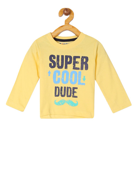 

Donuts Infant Boys Yellow & Blue Printed Round Neck T-shirt
