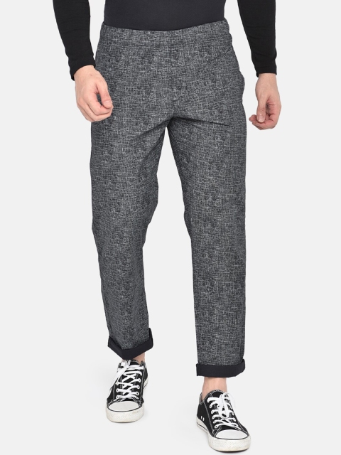beevee Men Black Abstract Printed Straight-Fit Track Pants