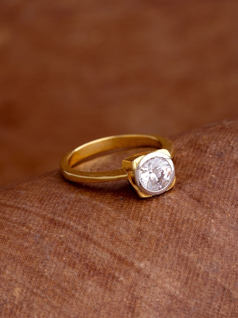 

Voylla Gold-Plated & White CZ-Studded Finger Ring