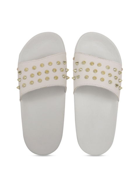 

KazarMax Women White Embellished Sliders