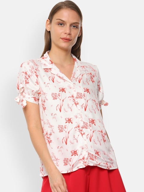 

Van Heusen Woman Women White & Red Regular Fit Printed Casual Shirt