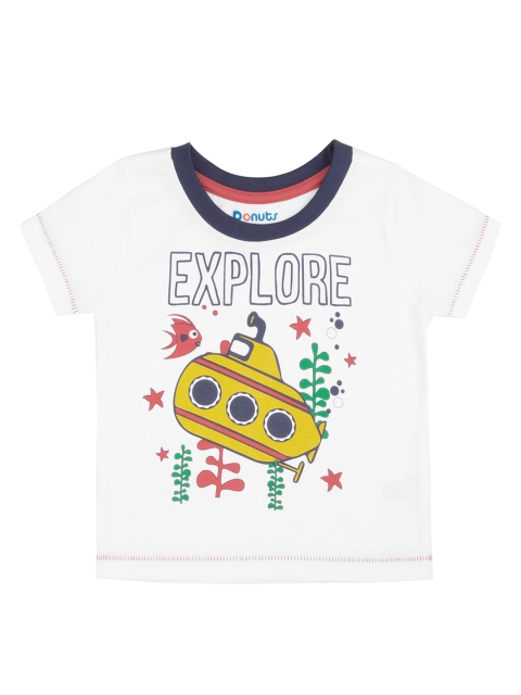 

Donuts Boys White Printed Round Neck T-shirt