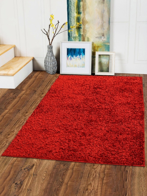 

Kuber Industries Red Shaggy Velvet Carpet