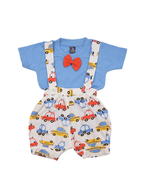 

Jb Club Infant Boys Blue & White Printed T-shirt with Dungarees Set
