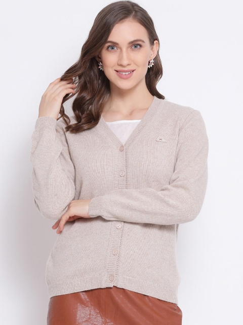 

Monte Carlo Women Beige Solid Woolen Cardigan Sweater