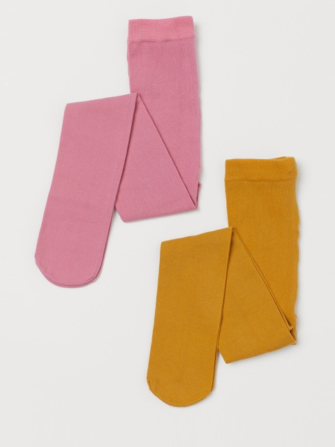 

H&M Girls 2-Pack Fine-Knit Tights, Pink