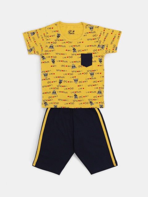 

Soft Touche Boys Yellow & Black Printed T-shirt with Capris