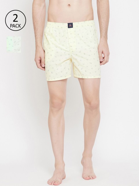 

Crimsoune Club Men Pack Of 2 Printed Woven Boxers BX4105, Cream