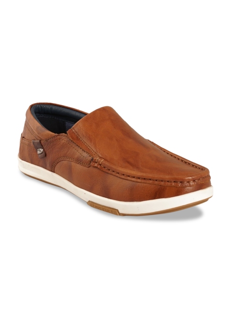 

ID Men Tan Brown Solid Leather Loafers