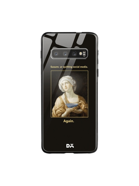 

DailyObjects Black & Beige Social Media Samsung Galaxy S10 Shock Absorbent Glass Case