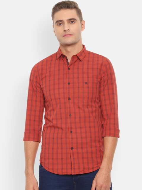 

Louis Philippe Sport Men Rust Red Slim Fit Checked Casual Shirt