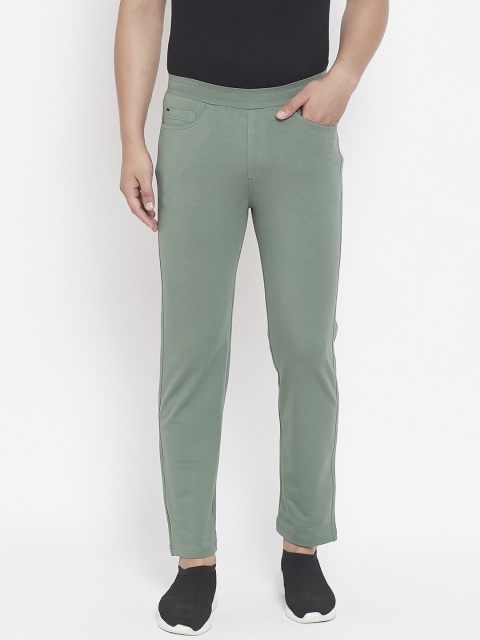 

Okane Men Green Solid Slim-Fit Track Pants