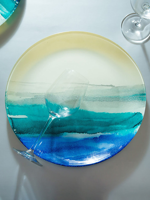 

Bigsmall Blue & Green Azure Blue Artisan Large Plate