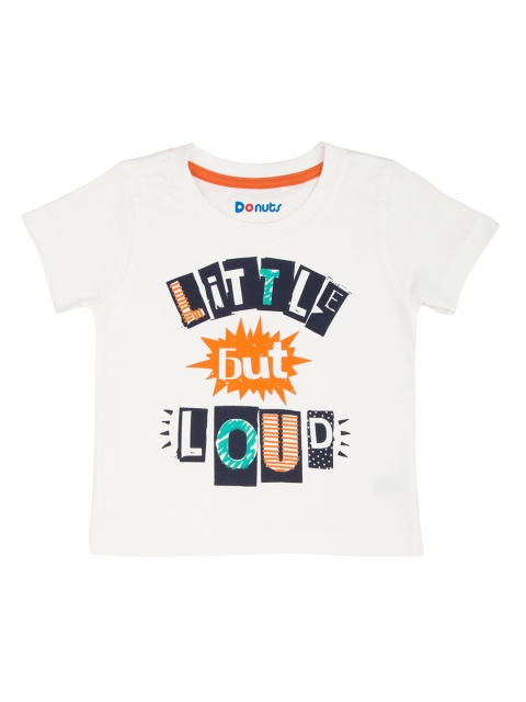 

Donuts Boys White & Navy Blue Printed Round Neck T-shirt