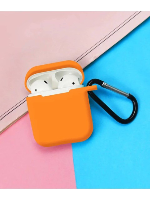 

macmerise Orange Solid Silicone Anti-Slip AirPods Earbud Case