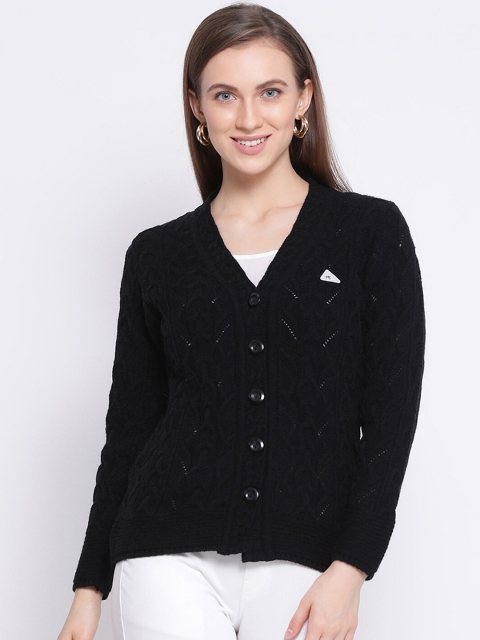 

Monte Carlo Women Black Self Design Cardigan Sweater