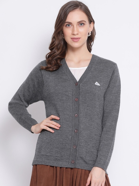 

Monte Carlo Women Grey Solid Cardigan Woolen Sweater