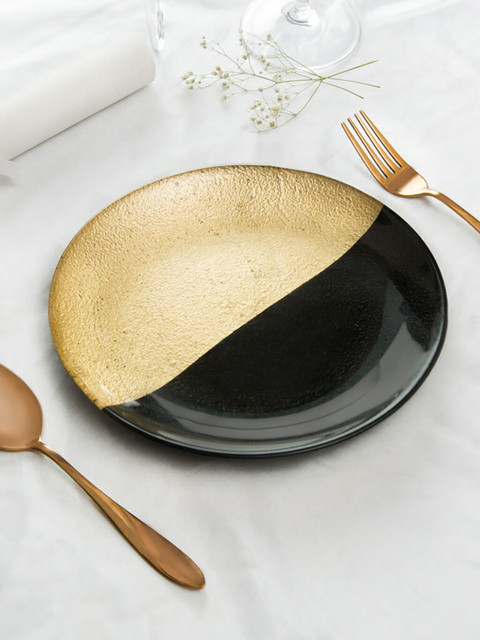 

Bigsmall Black & Gold-Toned Set Ceramic Plate