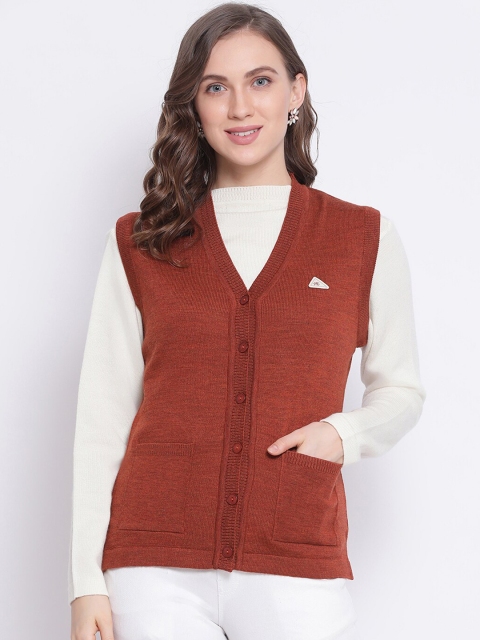 

Monte Carlo Women Rust Orange Solid Cardigan Sweater