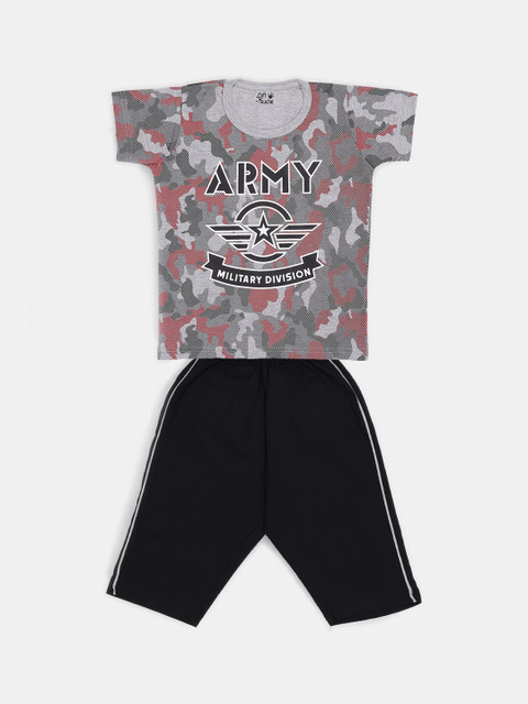 

Soft Touche Boys Grey & Black Printed T-shirt with Pyjamas