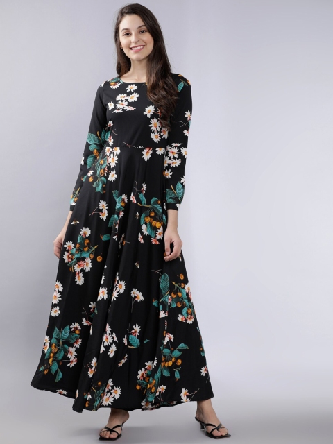 

Mumbai Slang Chic Women Black Printed Maxi Dress