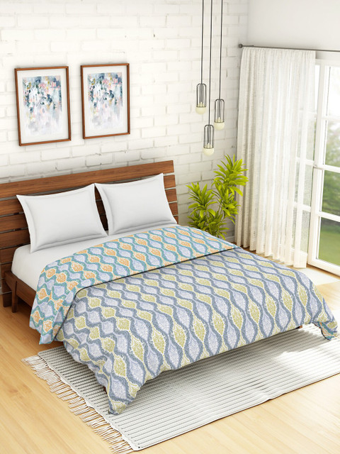 

SPACES Grey & Beige Abstract AC Room 150 GSM Reversible Double Bed Comforter