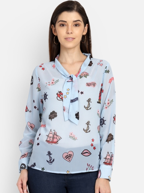 

Yaadleen Women Blue Printed Top