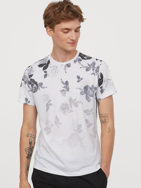 

H&M Men White Printed T-shirt