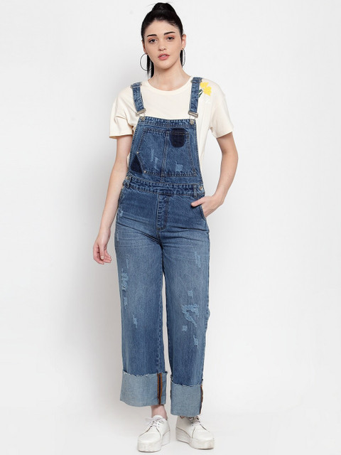 

Global Republic Women Blue Solid Straight-Leg Dungarees