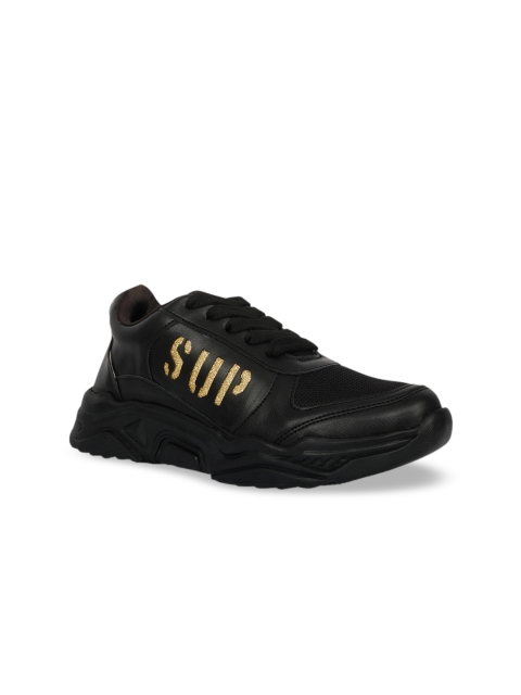 

ZAPATOZ Women Black PU Mid-Top Walking Shoes