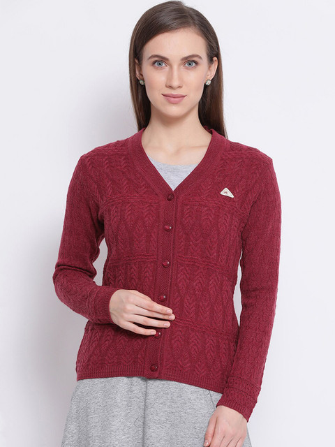

Monte Carlo Women Pink Self Design Cardigan Sweater