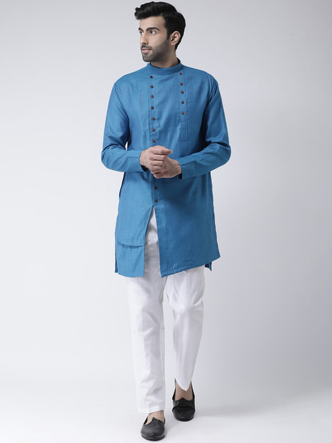 

SG LEMAN Men Blue & White Solid Kurta with Trousers
