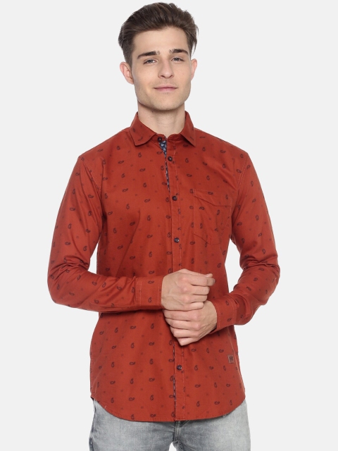 

Campus Sutra Men Rust Brown Classic Regular Fit Paisley Printed Casual Shirt
