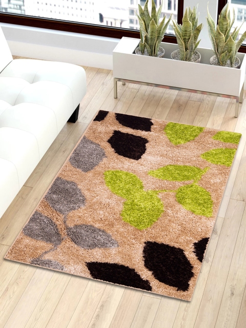 

Story@home Brown & Grey Floral Shaggy Anti-Skid Fur Carpet