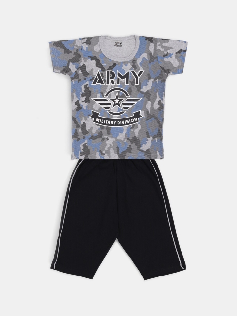 

Soft Touche Boys Blue & Grey Camouflage Printed T-shirt with Pyjamas