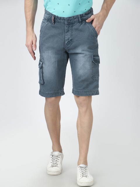 

FEVER Men Grey Solid Regular Fit Denim Shorts