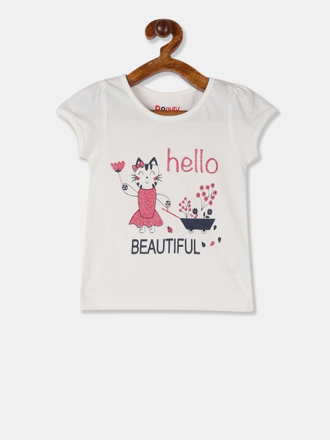 

Donuts Girls White & Pink Printed Round Neck T-shirt