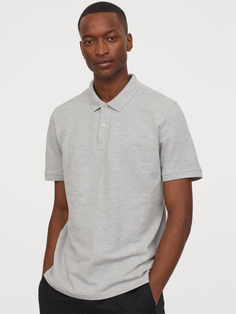 

H&M Men Grey Cotton Polo Shirt
