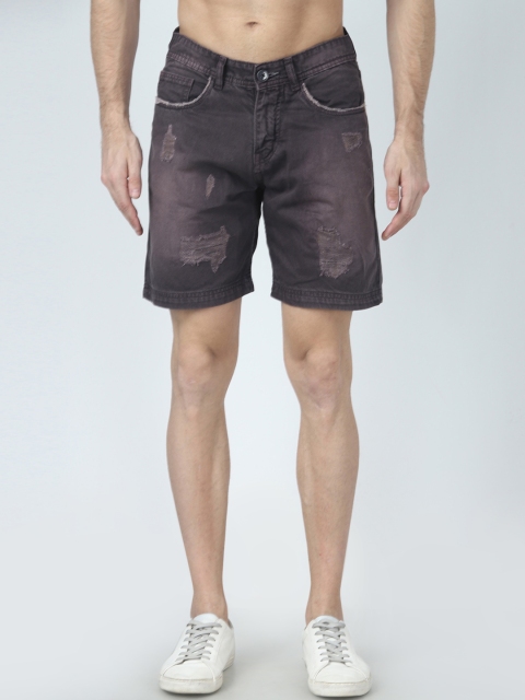 

FEVER Men Charcoal Grey Solid Regular Fit Denim Shorts