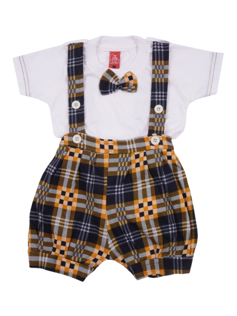 

Jb Club Infant Boys Brown & White Solid T-shirt with Dungarees Set