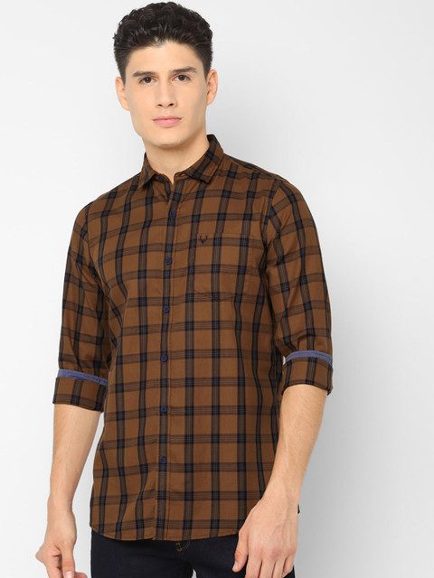 

Allen Solly Sport Men Brown Blue Regular Fit Checked Casual Shirt