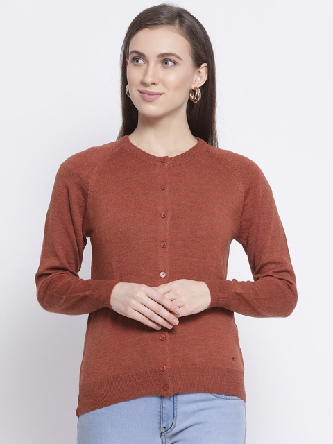 

Monte Carlo Women Rust Orange Solid Cardigan Sweater