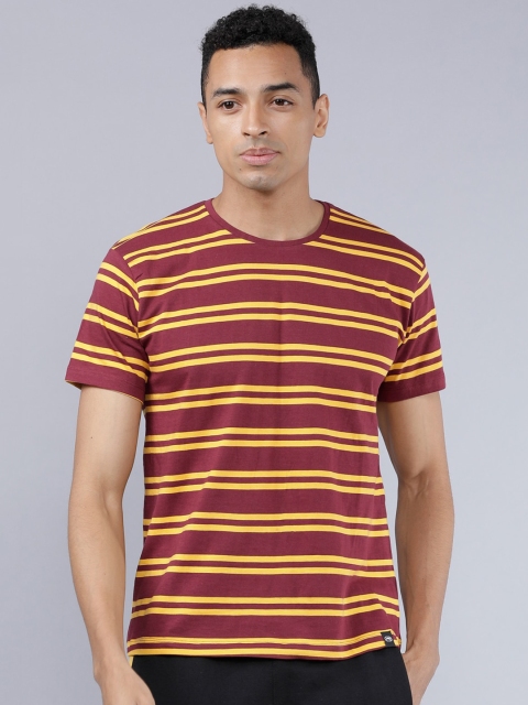 

Ecko Unltd Men Maroon Striped Round Neck T-shirt