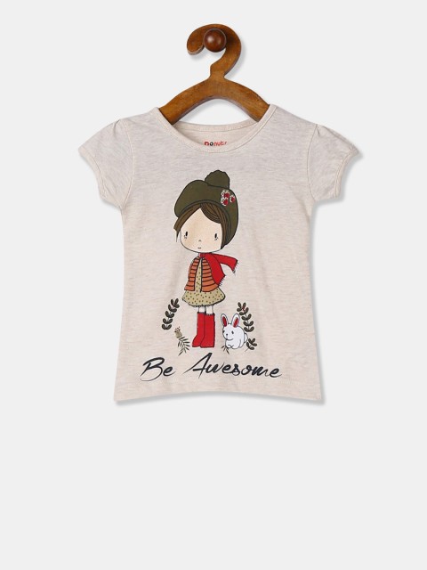 

Donuts Girls Beige Printed Round Neck T-shirt