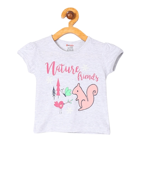 

Donuts Girls Grey Printed Round Neck T-shirt