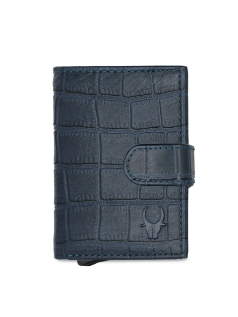 

WildHorn Unisex Blue Textured RFID Protected Leather Card Holder