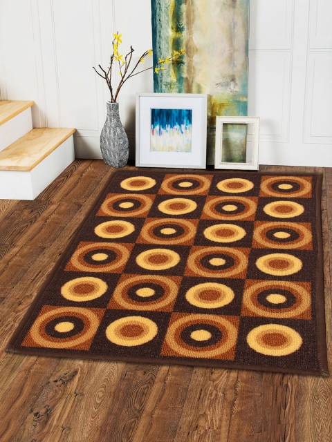 

Kuber Industries Brown & Yellow Geometric Big Size Carpet