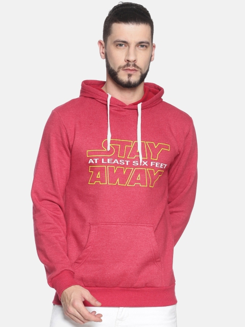 

Campus Sutra Men Pink Printed Hooded Sweatshirt