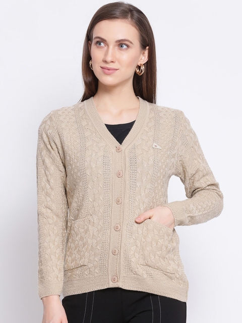 

Monte Carlo Women Beige Self Design Cardigan Sweater